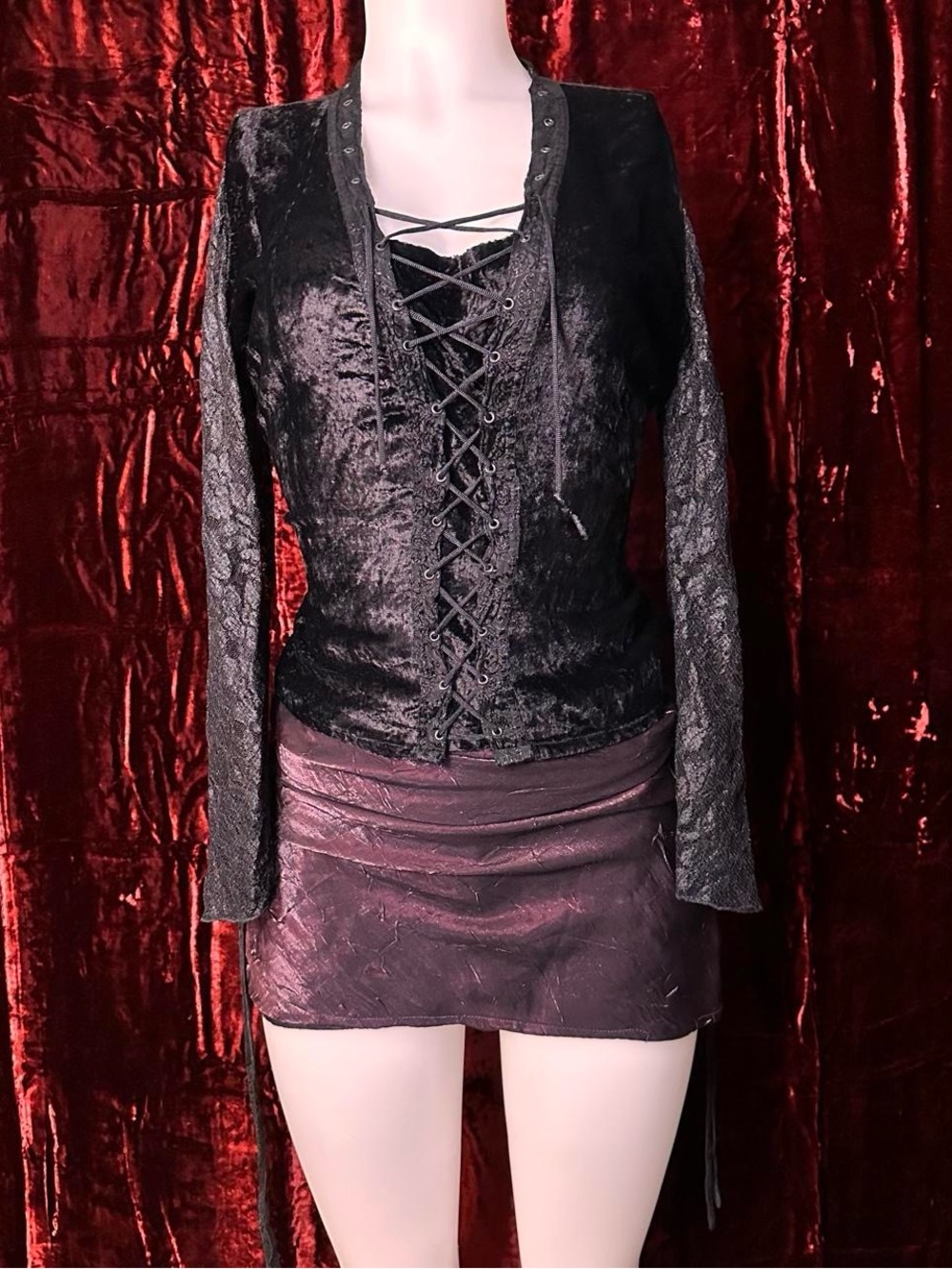Vintage Angie Goth Velvet Lace-Up Top 🖤